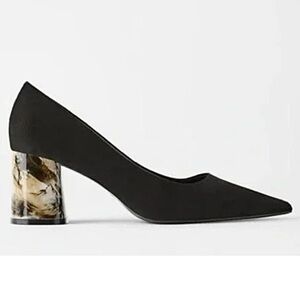 Zara suede black pumps with tortoiseshell heels